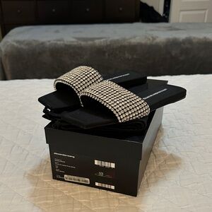 Alexander Wang Black Slides with Silver Embellishments